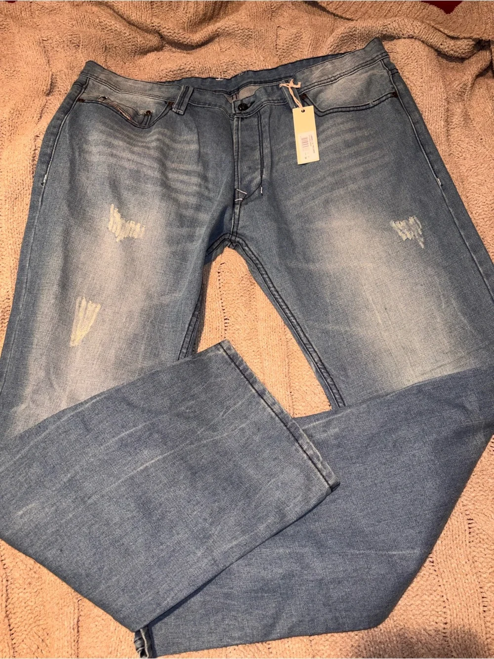 NWT Diesel Larkee Men’s 38 x 32 Distressed Light Wash Straight Leg Jeans